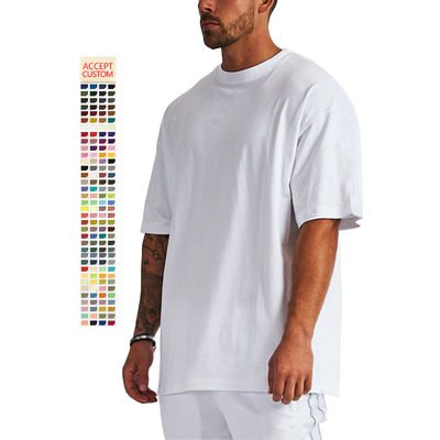 T-shirt surdimensionné en coton 100% poids lourd pour homme T-shirt blanc faux cou poids lourd multicolore