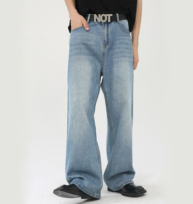 tissé Polyester/Cotton Jeans bleu droit pour hommes avec impression numérique
