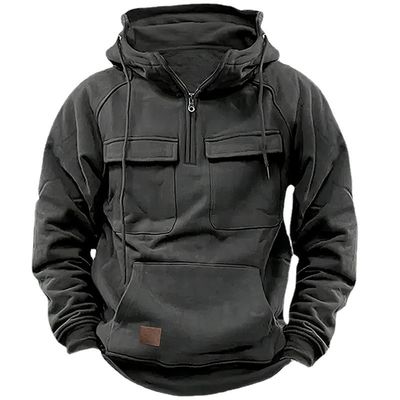 Couleur solide Pullover masculin avec capuchon Sweatshirt décontracté manteau pour l'automne et l'hiver R