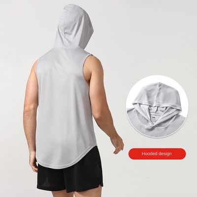 XMAMLON RTS OEM Quick Dry Gym Tank sans manches Bodybuilding avec un haut en capuche pour hommes