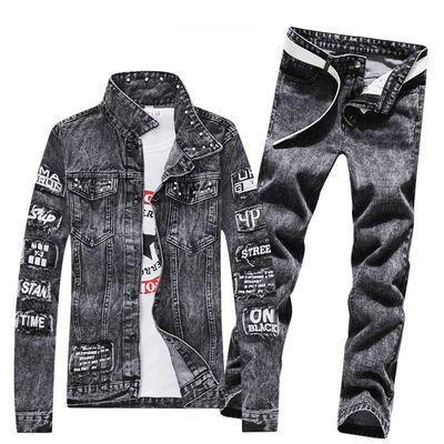 Vêtements en denim pour hommes en plein air Vêtements à poitrine simple avec mélange polyester/denim