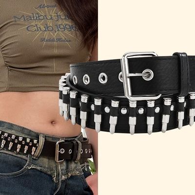 Style ordinaire 2-4 cm ceinture de rivets western punk pour hommes avec décoration de pantalon à boucle lisse