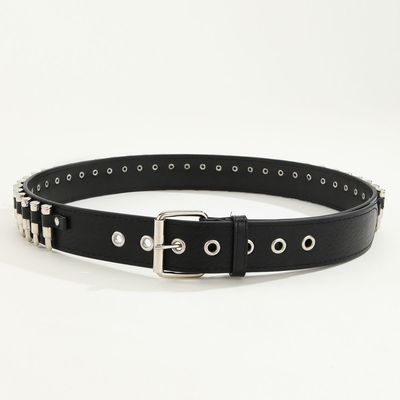Style ordinaire 2-4 cm ceinture de rivets western punk pour hommes avec décoration de pantalon à boucle lisse