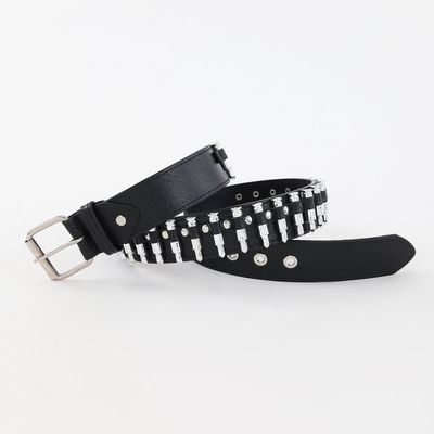 Style ordinaire 2-4 cm ceinture de rivets western punk pour hommes avec décoration de pantalon à boucle lisse
