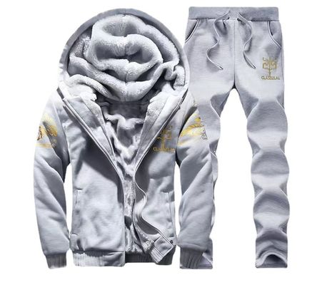 100% polyester à manches longues pour hommes épaissis à capuche, deux pièces pour les sports d'hiver