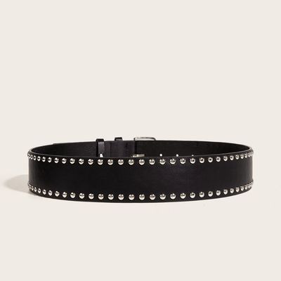 Ceinture à rivets occidentaux à courroie large tendance de mode ceinture punk avec boucle en fer et fixation d'épingle