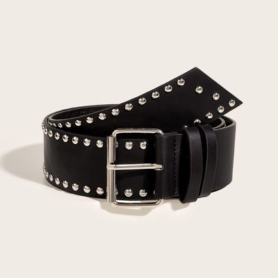 Ceinture à rivets occidentaux à courroie large tendance de mode ceinture punk avec boucle en fer et fixation d'épingle