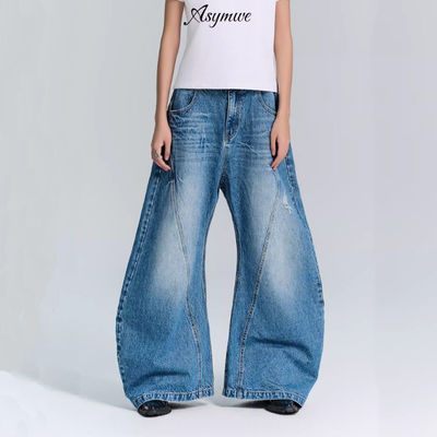 Jeans à jambes larges déconstruits en tissu denim pour hommes et femmes