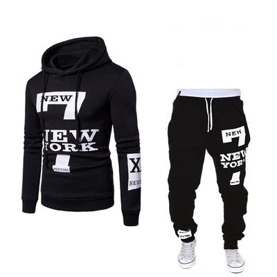 Pull-over à motif solide Sweatshirt de sport Vêtement en laine avec capuchon et ensemble de jogging pour hommes