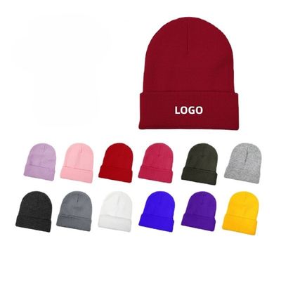 Embroiderie de logo sur mesure Unisexe Acrylique Tricot Bouclier Chapeau chaud hiver Tricot Chapeaux bonnet pour SKI