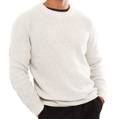 XMAMLON RTS Sweater d'hiver Jumper tricoté anti-rides pour homme avec un design de couleur solide