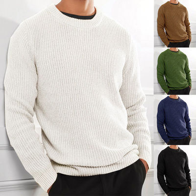 XMAMLON RTS Sweater d'hiver Jumper tricoté anti-rides pour homme avec un design de couleur solide