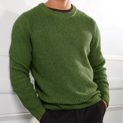 XMAMLON RTS Sweater d'hiver Jumper tricoté anti-rides pour homme avec un design de couleur solide