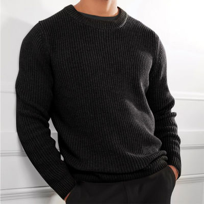 XMAMLON RTS Sweater d'hiver Jumper tricoté anti-rides pour homme avec un design de couleur solide
