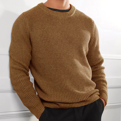 XMAMLON RTS Sweater d'hiver Jumper tricoté anti-rides pour homme avec un design de couleur solide