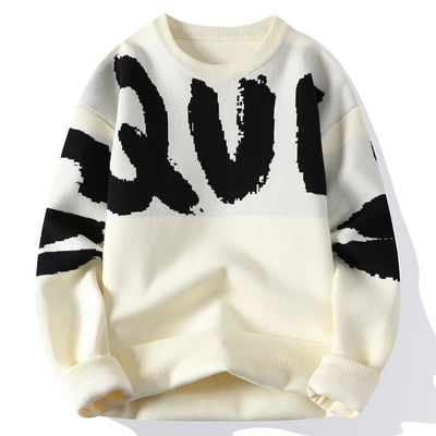Pull-over épais pour homme en lettres majuscules, parfait pour la mode hivernale et le confort