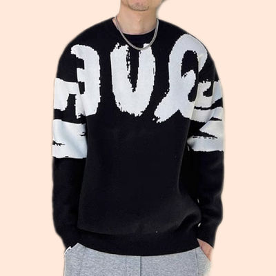 Pull-over épais pour homme en lettres majuscules, parfait pour la mode hivernale et le confort