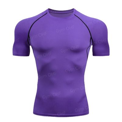 XMAMLON T-shirt étroit à manches courtes pour hommes parfait pour l'entraînement de compression athlétique
