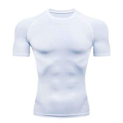 XMAMLON T-shirt étroit à manches courtes pour hommes parfait pour l'entraînement de compression athlétique