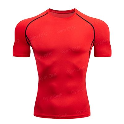 XMAMLON T-shirt étroit à manches courtes pour hommes parfait pour l'entraînement de compression athlétique