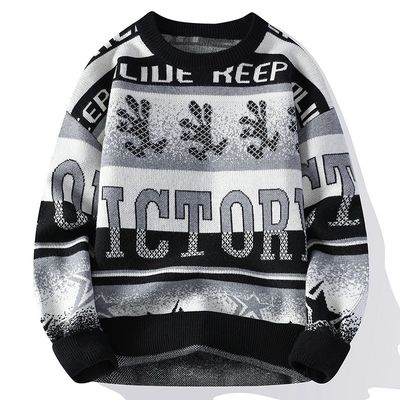 Logo personnalisé Jacquard Tricot Sweater pour homme en style décontracté surdimensionné pour le confort hivernal