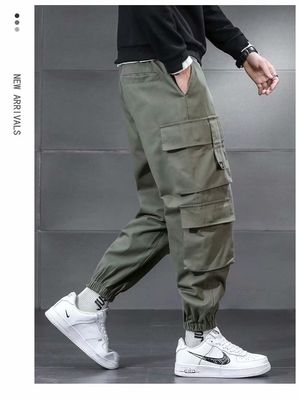XMAMLON Logo personnalisé Pantalon de chargement pour homme avec ceinture à corde et tissu polyester/coton