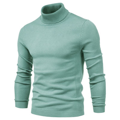 Couleur solide Viscose / Pullover en coton Sweater Slim Fit Turtle Neck pour le port décontracté des hommes