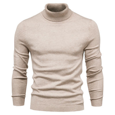 Couleur solide Viscose / Pullover en coton Sweater Slim Fit Turtle Neck pour le port décontracté des hommes