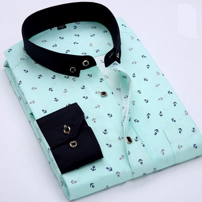 Catégorie SOURCE Chemise hawaienne à manches longues pour hommes Jeunesse Impression florale Grands produits de vente au détail