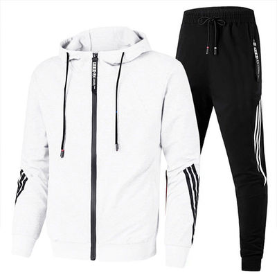 Produits au détail Ensembles de deux pièces pour hommes sur mesure Vêtements de sport respirants en blanc