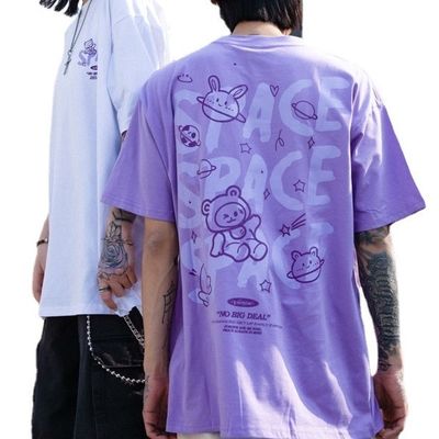 T-shirt unisexe à manches courtes pour hommes Carton de dessin animé en coton imprimé avec tissu respirant