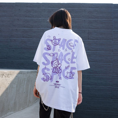T-shirt unisexe à manches courtes pour hommes Carton de dessin animé en coton imprimé avec tissu respirant