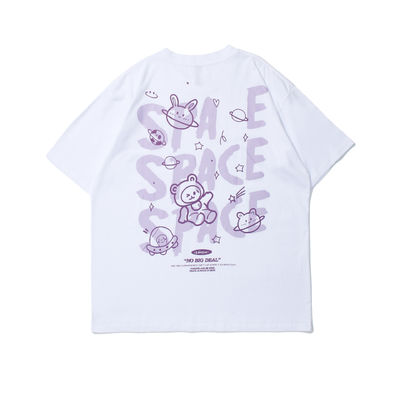 T-shirt unisexe à manches courtes pour hommes Carton de dessin animé en coton imprimé avec tissu respirant