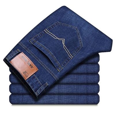 Jeans pour hommes étirés épais, tube droit, haute taille, taille plus, lavage de sable.