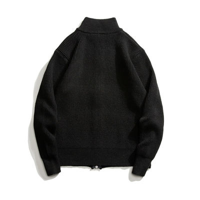 Cardigan à fermeture à glissière Sweater tricoté à col de tortue pour hommes 100% polyester au printemps