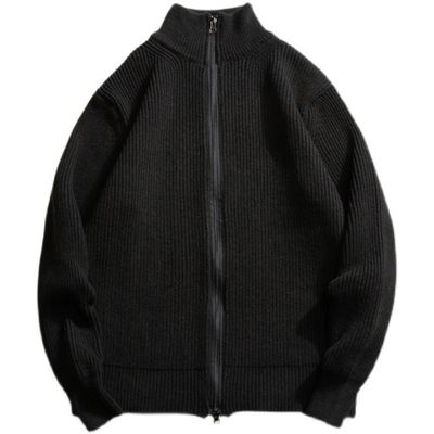 Cardigan à fermeture à glissière Sweater tricoté à col de tortue pour hommes 100% polyester au printemps