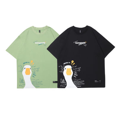 Populaire chez les jeunes 18-24ans Animaux de dessin animé print Hip Hop T-shirt couple lâche