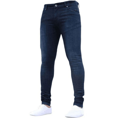 Meilleur Jeans Lavées Casual Fermeture à glissière Volant Denim Jean Pant Light Blue Pantalon à crayon Messieurs