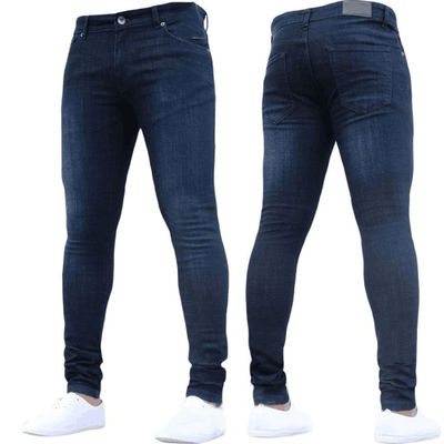 Meilleur Jeans Lavées Casual Fermeture à glissière Volant Denim Jean Pant Light Blue Pantalon à crayon Messieurs