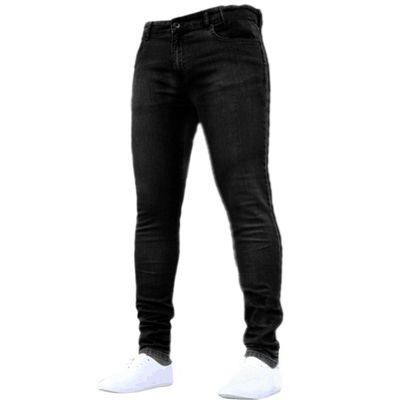 Meilleur Jeans Lavées Casual Fermeture à glissière Volant Denim Jean Pant Light Blue Pantalon à crayon Messieurs