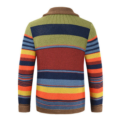 Vêtement arc-en-ciel pour homme manteau d'automne et d'hiver couleur de lapeau Tricot Cardigan Top Performance
