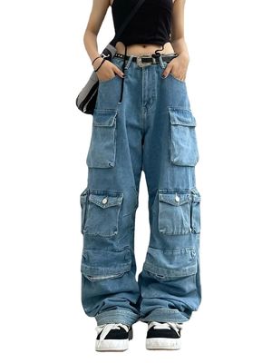 Jeans pour hommes en coton denim surdimensionné hiphop enroulé en sac pour un style durable