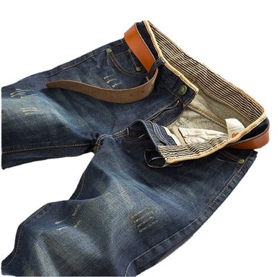 Flèche à fermeture à glissière XMAMLON Stretch Regular Fit Pants Mode Denim Homme Slim Jeans Mid Waist