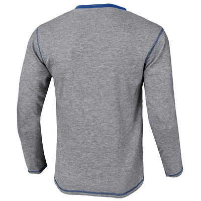 T-shirts à manches longues blancs pour hommes T-shirts en coton Henley légers T-shirts à boutons avec un cou rond