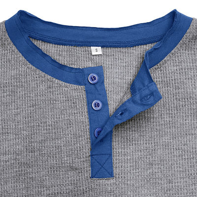 T-shirts à manches longues blancs pour hommes T-shirts en coton Henley légers T-shirts à boutons avec un cou rond