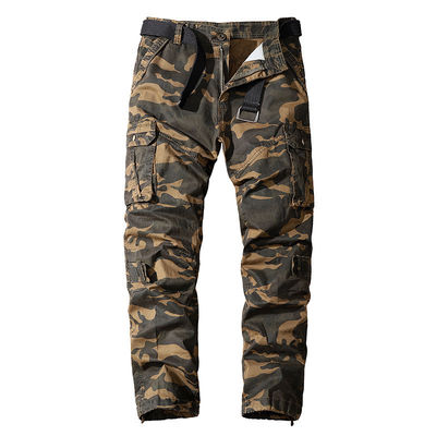 Vêtements de camouflage en coton pur pour hommes à poches multiples avec taille moyenne et ajustement droit