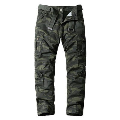 Vêtements de camouflage en coton pur pour hommes à poches multiples avec taille moyenne et ajustement droit