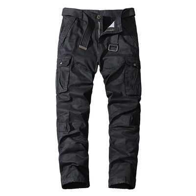 Vêtements de camouflage en coton pur pour hommes à poches multiples avec taille moyenne et ajustement droit