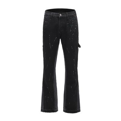 High Street Jeans Homme Droit avec le design imprimé et un léger éclair dans le lavage sombre