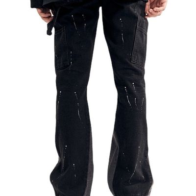 High Street Jeans Homme Droit avec le design imprimé et un léger éclair dans le lavage sombre